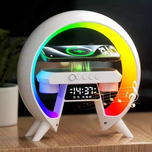 Intelligente Tischlampe mit Bluetooth-Lautsprecher und kabellosem Ladegerät
