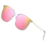 Sonnenbrille Damen von ATTCL - Runde verspiegelte Sonnenbrille mit TR90 Rahmen und HD Nylonlinse