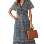 Sommerkleid Damen V-Ausschnitt Boho Maxikleid Chiffonkleid - Avondii