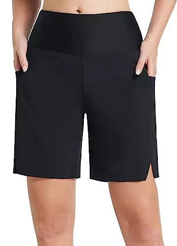 BALEAF Damen Badeshorts Lang - Schnelltrocknende Schwimmhose mit UV-Schutz UPF 50+
