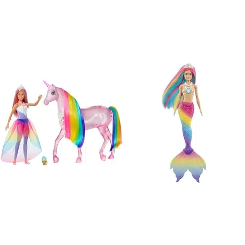 Barbie Dreamtopia Einhorn-Puppe, Barbie Dreamtopia Rainbow Magic Light Einhorn mit 25+ Licht