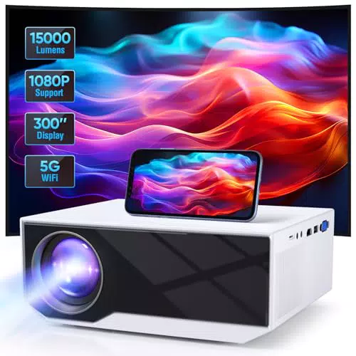 Beamer 4K mit 5G WiFi und Bluetooth für Heimkino - Tragbarer Projektor bis zu 300" - Kompatibel mit iOS/Android/Laptop/HDMI/USB/X-Box