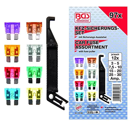 BGS Pkw-Sicherungs-Sortiment mit Sicherungsauszieher und Sortimentskasten
