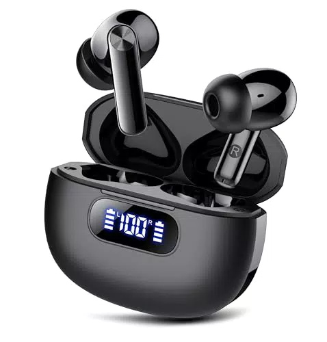 Bluetooth Kopfhörer mit ENC Noise Cancelling Mic und LED Anzeige - Wasserdichte Ohrhörer für Arbeit und Studium