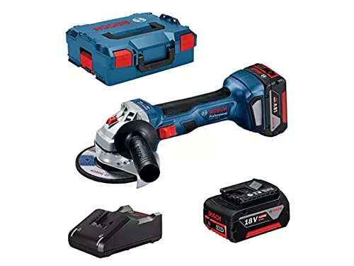 Bosch Professional 18V Winkelschleifer GWS 18V-7 - Akku, 125 mm, Schutzhaube, Zusatzhandgriff