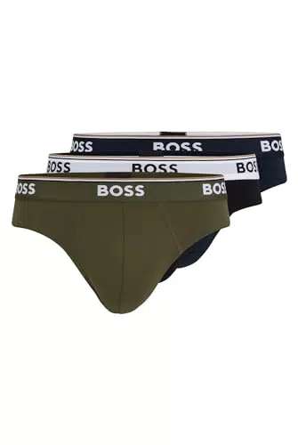 BOSS Herren Brief Slips aus Stretch-Baumwolle mit Logos am Bund - Gemustert