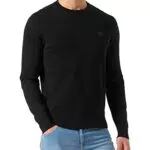 BOSS Herren Pullover aus Baumwolle und Kaschmir mit Rundhalsausschnitt Schwarz