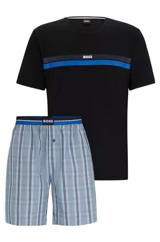 BOSS Herren Schlafanzug Shorty Urban Short Set - Blau XL