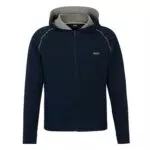 BOSS Herren Hoodie aus Stretch-Baumwolle mit Reißverschluss und Logo-Detail