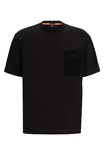 BOSS Herren Oversized T-Shirt aus Interlock-Baumwolle mit Teddy-Tasche