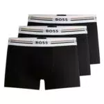 BOSS Herren Trunk 3P Revive Boxershorts mit Stretch und Signature-Streifen - Schwarz