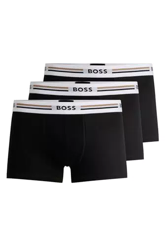BOSS Herren Trunk 3P Revive Boxershorts mit Stretch und Signature-Streifen - Schwarz