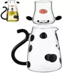 Karaffen-Set von Cabilock mit Bechern - Glas Wasserkrug mit Deckel für Saft, Eistee und Milch