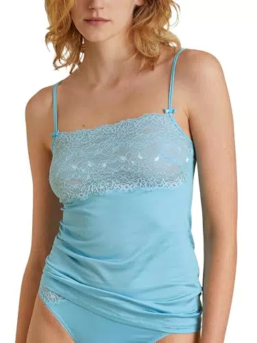CALIDA Damen Spaghetti-Top aus zarter Spitze mit verstellbaren Trägern