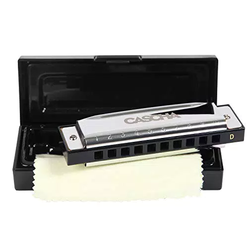 Hohner Blues Mundharmonika D-Dur für Anfänger und Fortgeschrittene - Hochwertige 10-Loch diatonische Harmonika mit Kupfer-Stimmzungen