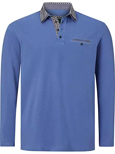 Charles Colby Herren Langarm-Poloshirt Earl Chad blau