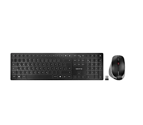 Cherry DW 9500 Slim kabelloses Tastatur- und Maus-Set mit Bluetooth, ergonomische Rechtshändermaus.