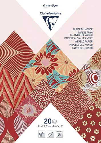 Clairefontaine Block mit 20 Bögen Papier aus aller Welt für Scrapbooking (21 x 29,7 cm)