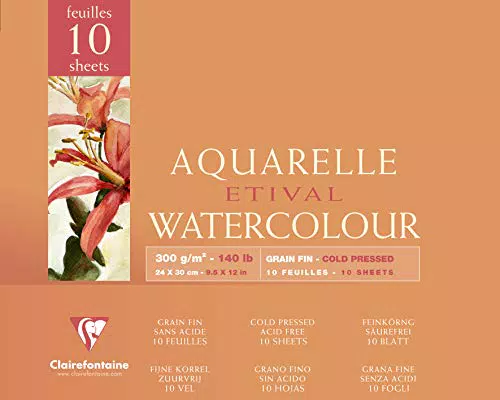 Clairefontaine Malblock Aquarellpapier Feinkörnig 24 x 30 cm Packung weiß