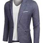 COOFANDY Blazer Herren Sportlich Sakkos Regular Fit Freizeit Anzug Lässig Klassich 1 Knopf Jacke Einfarbig Blau XX