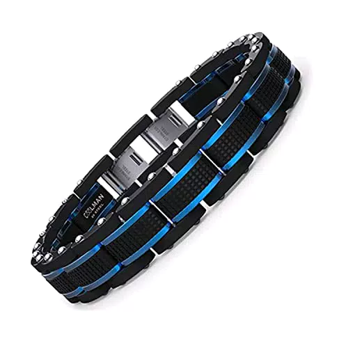 COOLMAN Herren Armband aus Edelstahl - Stilvoller Herrenschmuck in Blau & Schwarz