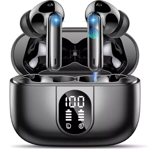 Bluetooth Kopfhörer Csasan Kabellos Bluetooth 5.3 mit 4 Mic und ENC Noise Cancelling - IP7 Wasserdicht, 40 Std Spielzeit