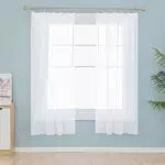 Deconovo Vorhang Voile Gardinen Transparent Kräuselband Stores Schals für Schienen