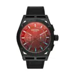 Diesel Herrenuhr Timeframe Chronograph - Schwarzes Edelstahlgehäuse mit Lederarmband