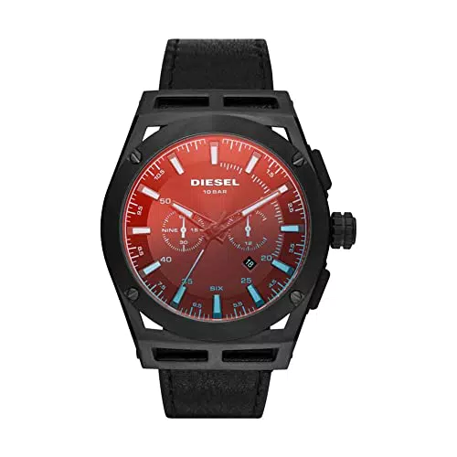 "Diesel Herrenuhr Timeframe Chronograph - Schwarzes Edelstahlgehäuse mit Lederarmband"