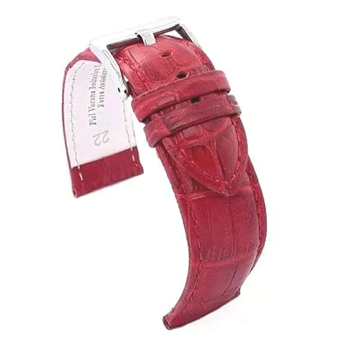 Uhrenarmband aus Leder mit Krokodil-Prägung - Bordeaux, 20mm - Modell 368