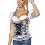 Dirndline Damen Trachtenmieder mit integrierten Push-up Bluse