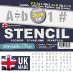 Buchstabenschablonen-Bausatz im modernen Stil - Groß- und Kleinbuchstaben mit Zahlen und Symbolen