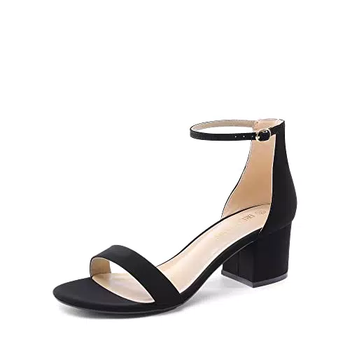 DREAM PAIRS Damen Sandalen mit Absatz und Knöchelriemen - Schwarz (Größe 39)