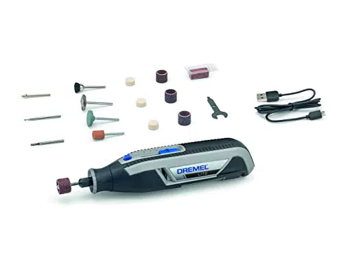 Dremel Lite 7760 Akku Multifunktionswerkzeug - Set mit 15 Zubehörteilen - Variable Drehzahl 8.000-25.000 U/min - für Schnitzen, Gravieren, Schleifen, Polieren - Schwarz