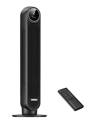 Turmventilator Dreo 28dB leise mit 7,3m/s Geschwindigkeit - 4 Stufen, 4 Modi, 8 Std. Timer, 90° oszillierend, Fernbedienung - für Schlafzimmer.