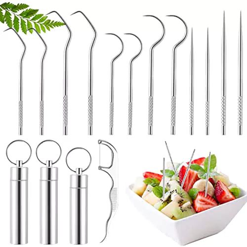 Edelstahl Zahnstocher - Tragbarer wiederverwendbarer Metall-Zahnstocher für unterwegs - Umweltfreundlich - Picknick, Wandern, Camping