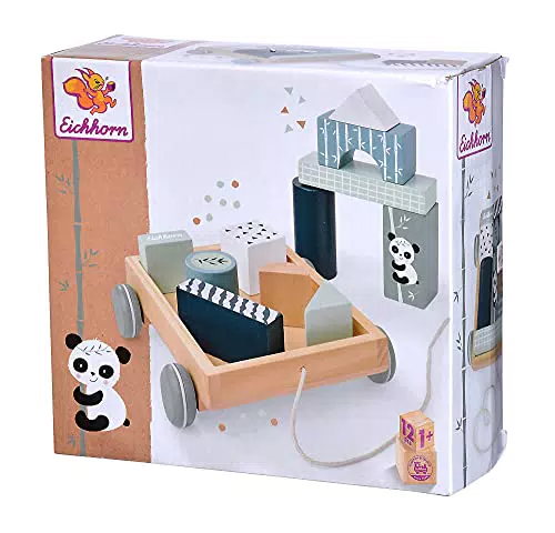 Eichhorn - Nachziehspielzeug Bauwagen mit Bausteinen, 18x17,5 cm, ab 1 Jahr