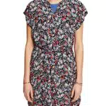 Esprit Kleid mit Gürtel und Crêpe-Effekt