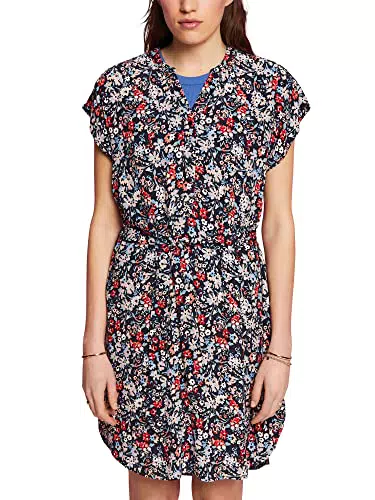 Esprit Kleid mit Gürtel und Crêpe-Effekt