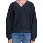 Esprit V-Ausschnitt Pullover aus gebürstetem Strick