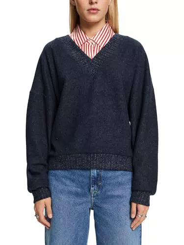 Esprit V-Ausschnitt Pullover aus gebürstetem Strick