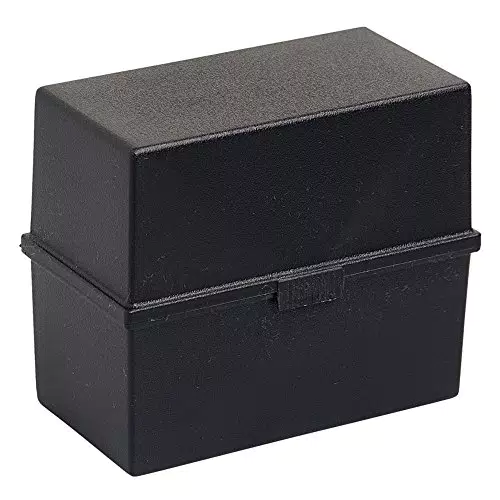 Exacompta 51340D Karteikassette Karteitrog DIN A5 quer. Aus Recycling-Kunststoff mit Deckel und 2 Trennplatten für bis zu 1200 Karteikarten lichtgrau Blauer Engel Karteikasten