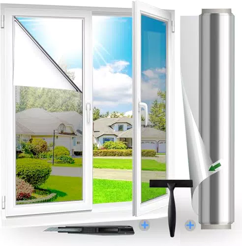 Sonnenschutzfolie für Fenster | UV-Schutz innen & außen | Rückstandslose Thermofolie | Hitzebeständige Fensterfolie | Sichtschutz Spiegelfolie