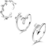 Sterling Silber Offene Zehenringe Set für Damen - Verstellbare Manschette mit Stern, Pfeil und Blume