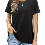 Florboom Damen Bluse Sommer Rundhals Kurzarm Casual Shirt