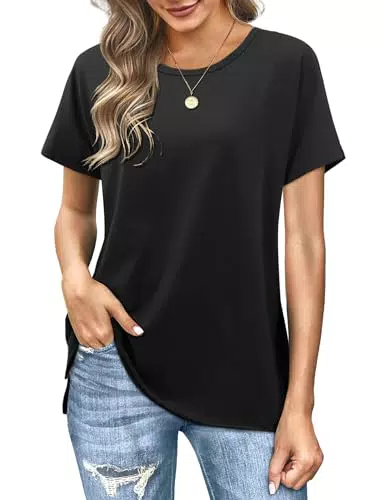 "Florboom Damen Bluse Sommer Rundhals Kurzarm Casual Shirt"