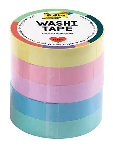 Folia - Washi Tape aus Reispapier - 10 m x 10 mm - Zum Verzieren und Dekorieren