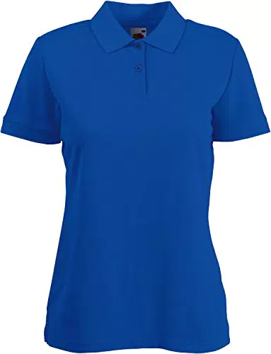 Fruit of the Loom Damen Polo-Shirt, Blau, Medium