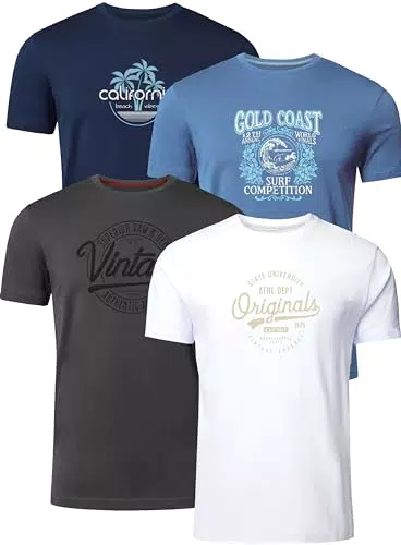 Sportliches Herren T-Shirt aus 100% Baumwolle - 4er Set