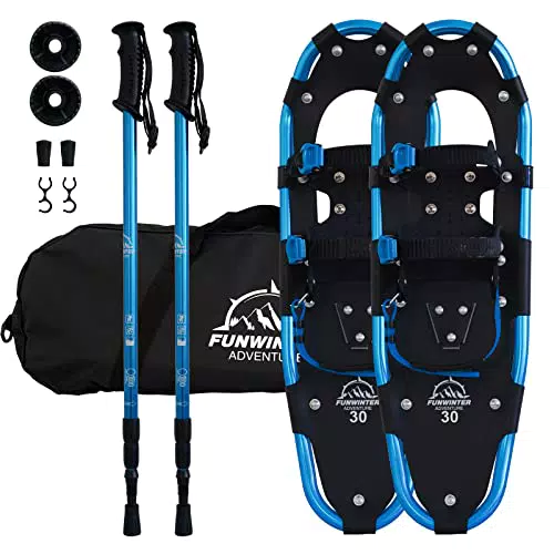 FunWater 3-in-1 Leichte Schneeschuhe für Herren und Damen mit Größenverstellbaren Trekking Stöcken
